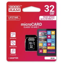 GOODRAM microSDHC 32GB Klasa 10 UHS I + adapter